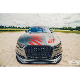 Накладка сплиттер (двойной) на передний бампер на Audi A6 C7 S-Line